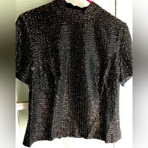 Vintage Oleg Cassini BlackTie glass bead shirt